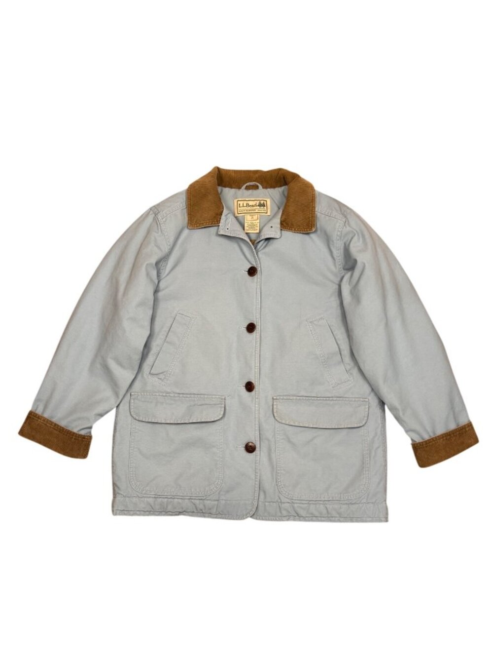 Vintage L.L. Bean Women's Insulated Barn Chore Jacket Blue Corduroy Collar & Cuf
